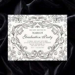 Floral classic vintage graduation invitation
