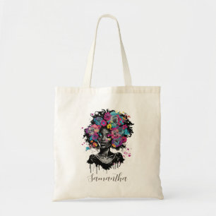 Floral Classy Afro Woman Tote Bag