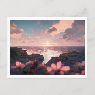 Floral Cliffside Ocean View Postcard