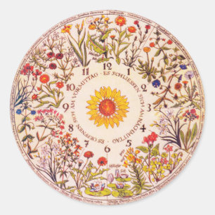 Floral Clock Garden Planting  Classic Round Sticker