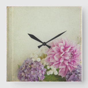 Floral Clock - pink and lavendar