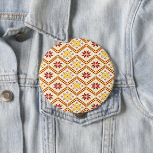 Floral cloth pattern 10 cm round badge