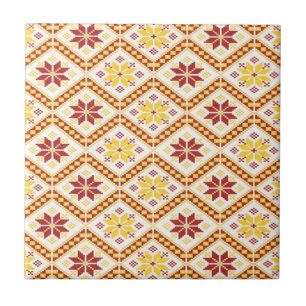 Floral cloth pattern ceramic tile