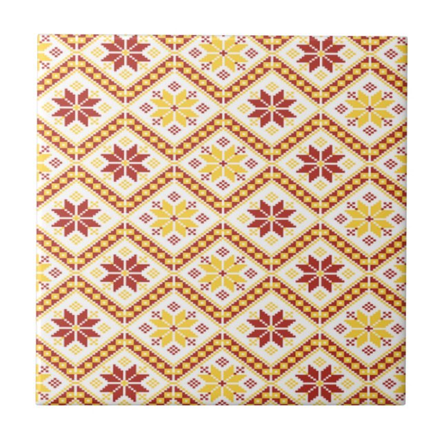 Floral cloth pattern ceramic tile (Front)