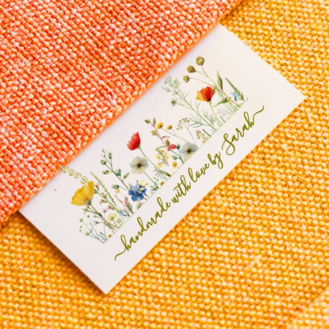 Floral clothing label for handmade items grosgrain ribbon (Creator Uploaded)