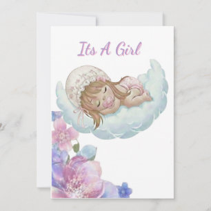 Floral cloud Baby girl Shower Invitation