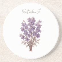 Floral Coaster, Personalised Larkspur