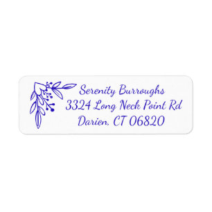 Floral Cobalt Blue Hearts And Flowers Return Address Label