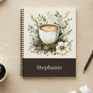 Floral Coffee Mug Personalized Notebook