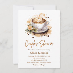 Floral Coffee Wedding Couples Bridal Shower Invitation