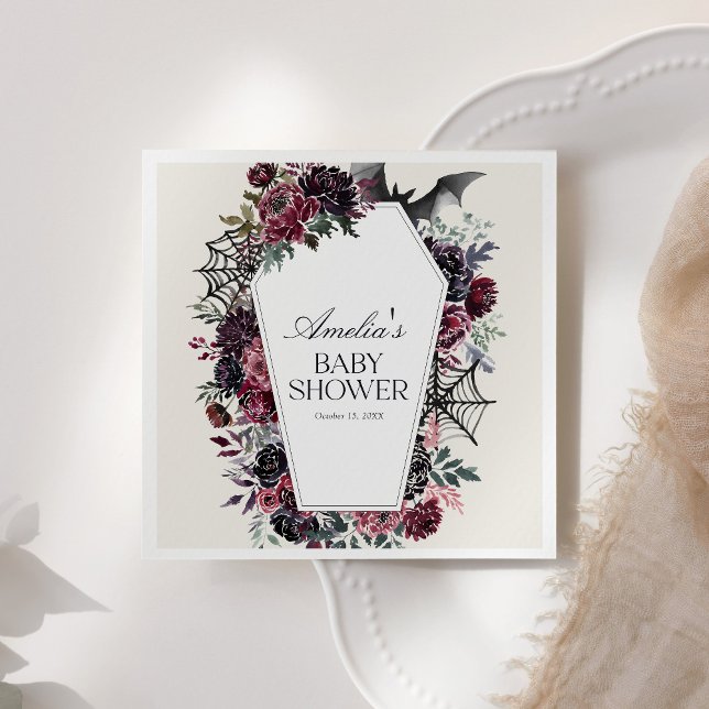 Floral Coffin Halloween Baby Shower Napkin (Creator Uploaded)