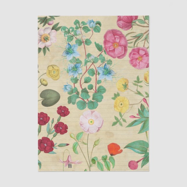 Floral Collage Decoupage Tissue Paper Sheet (Front)