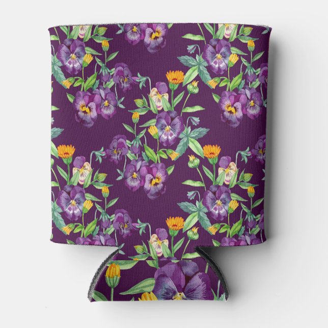 Floral collage, seamless pattern, abstract digital can cooler (Front)