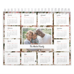 Floral Colorful multi photo Family & Friends gifts Calendar