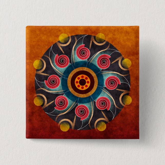 Floral Colour Abstract Vector Art Button (square) (Front)