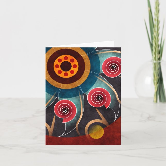 Floral Colour Abstract Vector Art Note Card (Front)