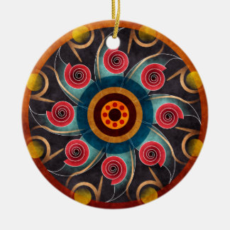 Floral Colour Abstract Vector Art Round Ornament