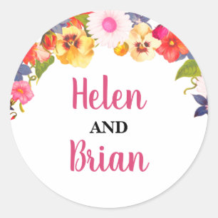 Floral Colour Classic Round Sticker