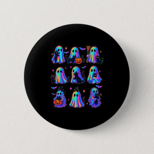 Floral Colour Ghost Holding A Black Cat Lazy Soky 6 Cm Round Badge