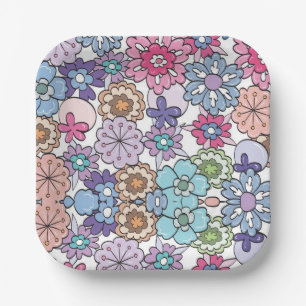 Floral colour pattern paper plate