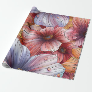Floral Coloured Pencil Wrapping Paper