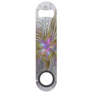 Floral Colourful Abstract Fractal With Pink & Gold
