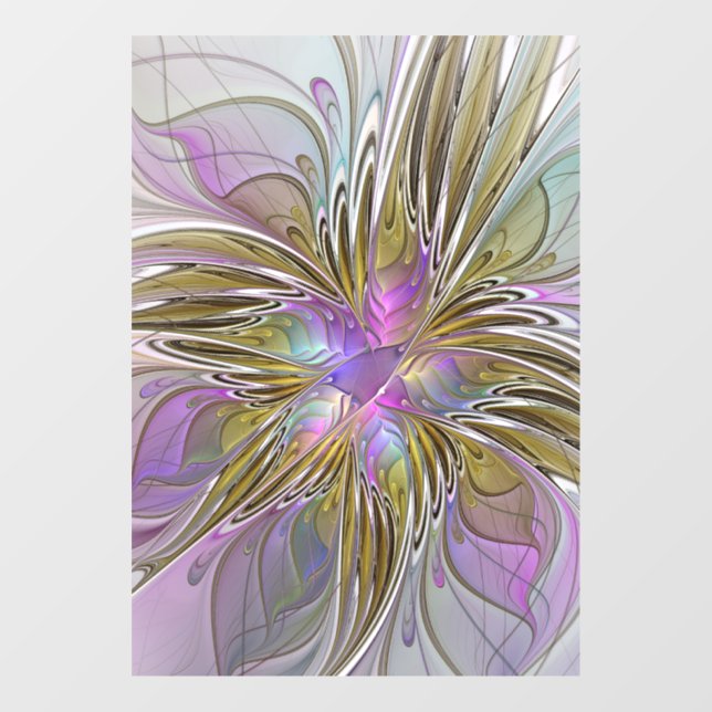 Floral Colourful Abstract Fractal With Pink & Gold (Sheet)