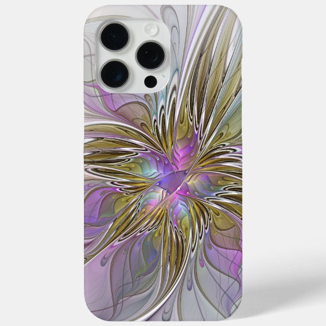 Floral Colourful Abstract Fractal With Pink & Gold Case-Mate iPhone Case (Back)