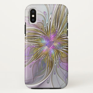 Floral Colourful Abstract Fractal With Pink & Gold iPhone X Case