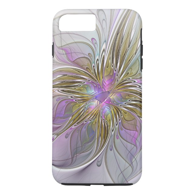 Floral Colourful Abstract Fractal With Pink & Gold Case-Mate iPhone Case (Back)