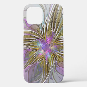 Floral Colourful Abstract Fractal With Pink & Gold iPhone 12 Pro Case