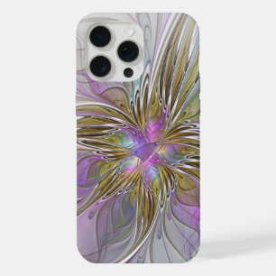 Floral Colourful Abstract Fractal With Pink & Gold iPhone 15 Pro Max Case