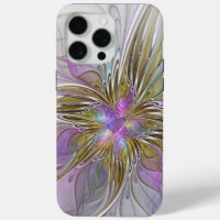 Floral Colourful Abstract Fractal With Pink & Gold