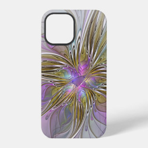 Floral Colourful Abstract Fractal With Pink & Gold iPhone 12 Pro Case