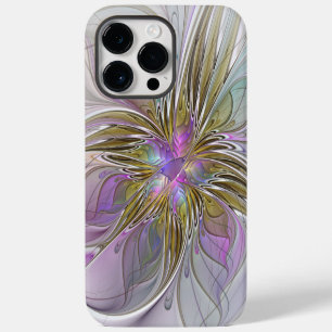 Floral Colourful Abstract Fractal With Pink & Gold iPhone 14 Pro Max Case