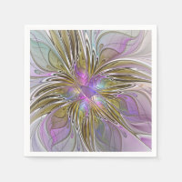 Floral Colourful Abstract Fractal With Pink & Gold