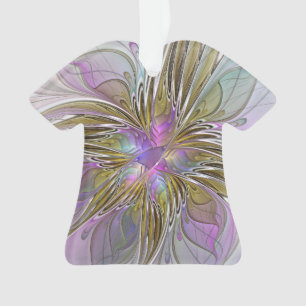 Floral Colourful Abstract Fractal With Pink & Gold Ornament