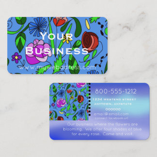 Floral Colourful Blue Business Card