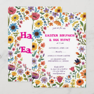Floral Colourful Easter BRUNCH & HUNT Invitation