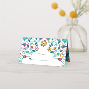 Floral Colourful Elegant Mexican Wedding Place Card