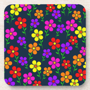 Floral Colourful Flowers Pattern Coaster