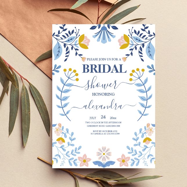 Floral colourful folk art Bridal Invitation (Creator Uploaded)