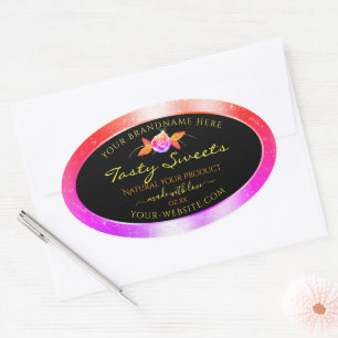 Floral Colourful Glitter on Black Product Labels