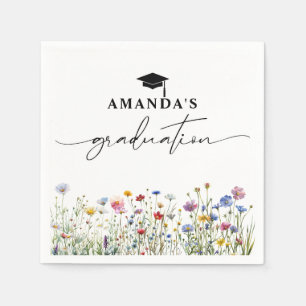 Floral colourful Graduation Party paper napkins