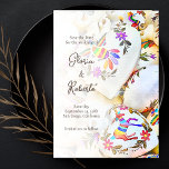 Floral Colourful Hearts Mexican Wedding Invitation<br><div class="desc">Floral Colourful Hearts Mexican Wedding Save the Date card. Announce your special day with a vibrant touch using our Mexican theme wedding save the date card. This card, designed for both Mexican theme weddings and Mexico destination weddings, showcases the lively essence of fiesta weddings and Mexican fiesta-style celebrations. Inspired by...</div>