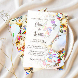 Floral Colourful Hearts Mexican Wedding Invitation