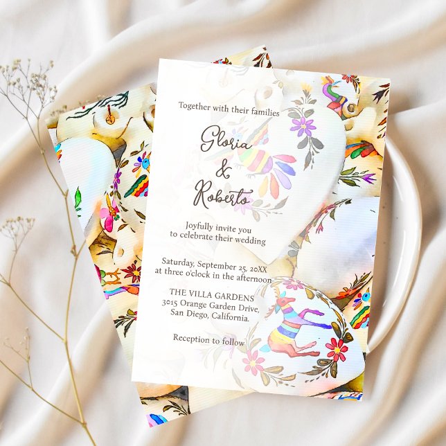 Floral Colourful Hearts Mexican Wedding Invitation (Creator Uploaded)