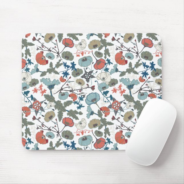 Floral Colourful Joyful Blue Orange Green Mouse Pad (With Mouse)