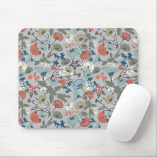 Floral Colourful Joyful Blue Orange Green Mouse Pad