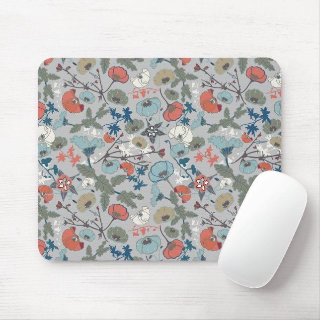 Floral Colourful Joyful Blue Orange Green Mouse Pad (With Mouse)